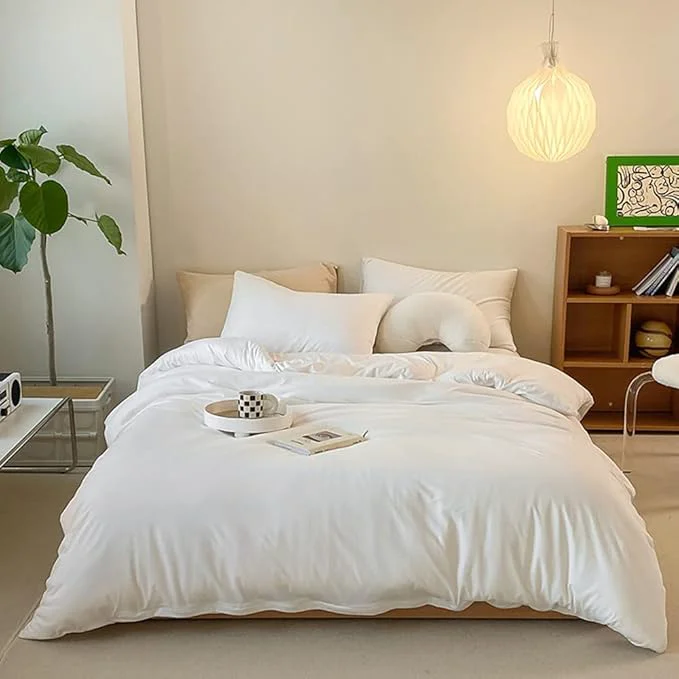 Powerful CLOTHKNOW White Comforter Set Twin Twin XL 3Pcs White Bedding Sets Soft Bed Comforter Sets with 2 x Pillow Cases Stylish