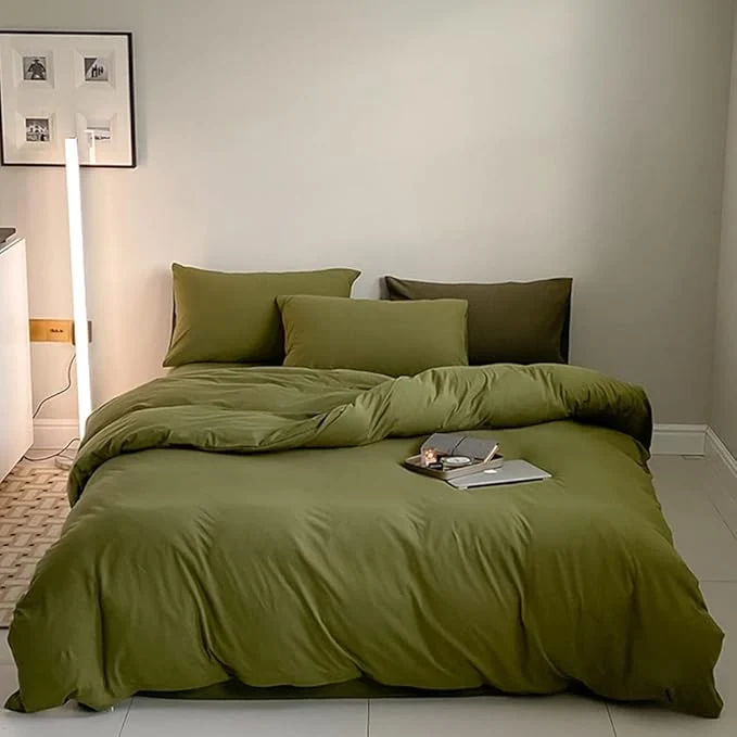 Smart CLOTHKNOW Olive Green King Size Comforter Set Green Bedding Comforter Sets Soft All Season Hunter Green Comforter with 2 x Pillow Cases Reusable