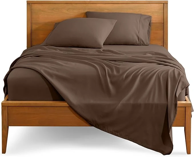 Genuine Bare Home Twin Sheet Set – 1800 Ultra-Soft Microfiber Twin Bed Sheets – Double Brushed – Deep Pockets – Easy Fit – 3 Piece Set – Bedding Sheets amp Pillowcases Twin Cocoa Long-Lasting