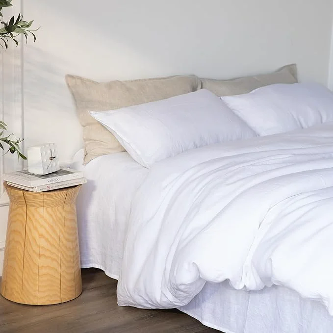 Certified XZ XIFA White Linen Duvet Cover Full Washed French Flax Linen Bedding Set with Zipper Closure Cooling amp Textured Bed Sets for Hot Sleepers 1 Duvet Cover 2 Pillowcases Proven