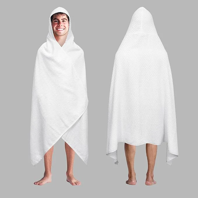 Authentic COTTON CRAFT Hooded Bath Towel – Oversized 35 x 70 Waffle Weave Towel Recyclable