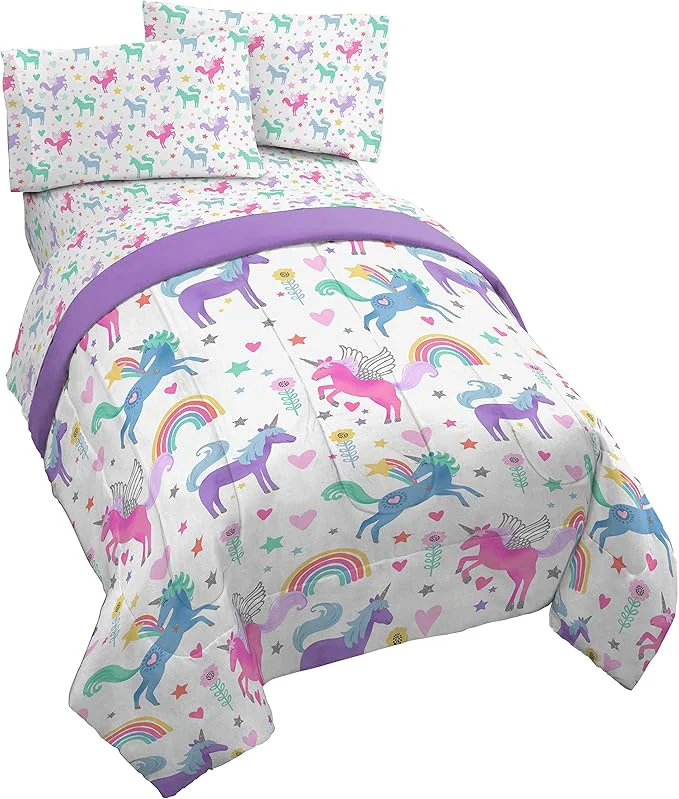 Luxury Jay Franco Unicorn Rainbow 4 Piece Twin Bed Set – Includes Comforter amp Sheet Set – Super Soft Fade Resistant Microfiber First-Class
