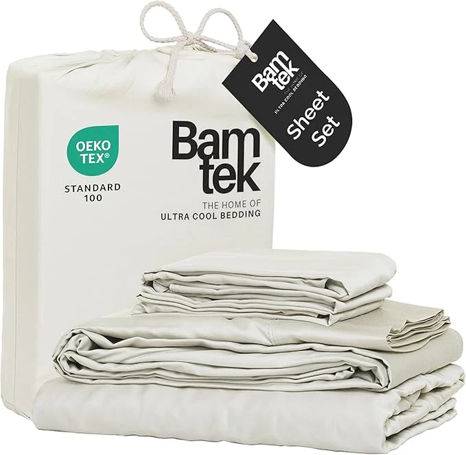 Official Viscose Bamboo Sheets Queen Size 4PC Set – Cooling Bedding for Hot Sleepers with Moisture Wicking Technology – Silky Soft 18 Inch Deep Pocket – Ivory 60 quot x 80 quot Long-Lasting