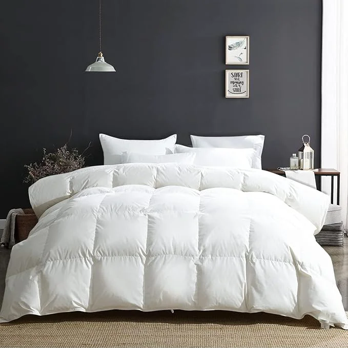 Breathable APSMILE Oversized Queen Luxury Organic Cotton All Season Down Feather Fibers Comforter Fluffy Fill-Power Medium Warmth Duvet Insert 98×98 Ivory White Advanced