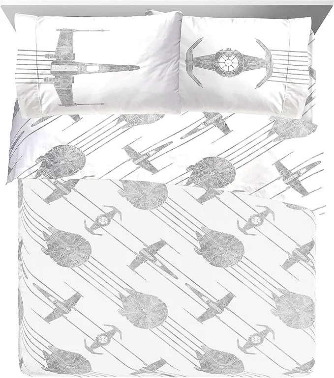 Carefully Designed Jay Franco Kids Sheet Set with Fitted Flat Sheets amp Pillow Cover – Ultra-Soft Bedding with Pillowcase for Room Decor White – Star Wars 4 Piece Queen Efficient