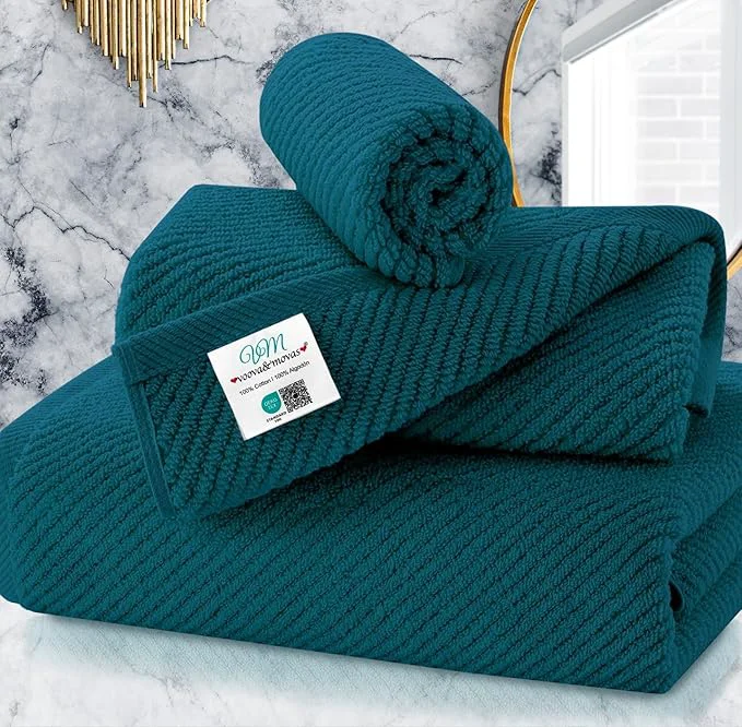 Eco-Friendly VOOVA MOVAS Towels Set for Bathroom Cotton Quick Dry Soft Thick Optimized