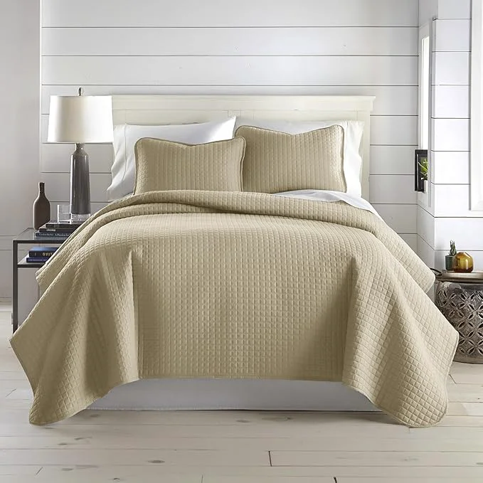 Contemporary Southshore Fine Living Inc. Twin Quilt Bedding Set Soft Brushed Microfiber Taupe Quilts Twin XL Coverlet Bedspread Wrinkle amp Pet Hair Resistant Bedding with 1 Pillow Sham Taupe Superior