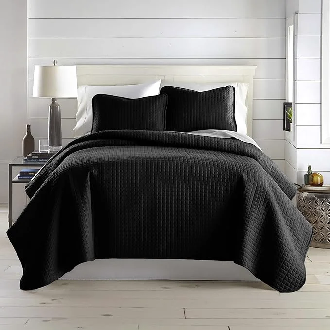 Organic Southshore Fine Living Inc. Oversized King Quilt Bedding Set Microfiber Quilts Pet Hair Resistant Bedding Oversized King Size Quilt Set w 2 Pillow Shams Black Bedspread amp Coverlet Sets Casual