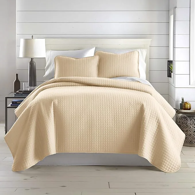 Organic Southshore Fine Living Inc. Quilts Full Queen Size Quilt Bedding Set Easy Care Stain amp Pet Hair Resistant Bedding Coverlet Queen Size Full Size Beige Bedspread with 2 Pillow Shams Soft Sand Professional