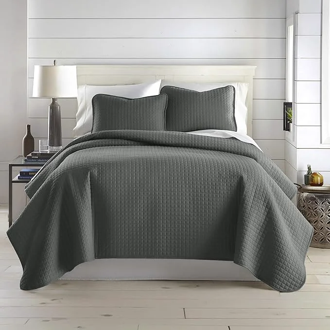 Verified Southshore Fine Living Inc. Oversized Quilt King Size Set Grey Bed Spread King Size with 2 Matching Pillow Shams Microfiber Quilted Comforter Bed Coverlet Bedspread Set Slate Grey Quilt Elegant