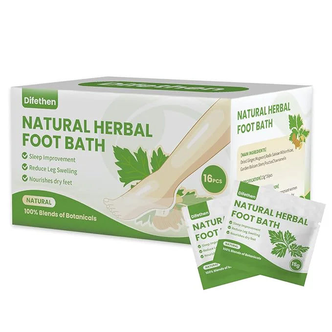 Detailed Natural Mugwort Wormwood Herbal Foot Soak Lymphatic Ginger Foot Bath Bag Healthy