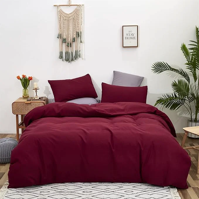 Official CLOTHKNOW Burgundy Twin Twin XL Comforer Set 3Pcs Wine Red Bedding Comforer Sets Dark Red Comforter Soft All Season Bedding Sets with 2 x Pillowcases Optimized