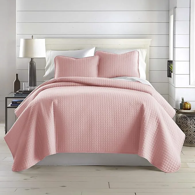 Top-Quality Southshore Fine Living Inc. Stitched Twin XL Comforter Quilt Bedding Set Dorm Room Bedding Stain Resistant Machine Washable Bedspread XL Twin Pink Quilt Bed Spread w Pillow Sham Pastel Pink Pure