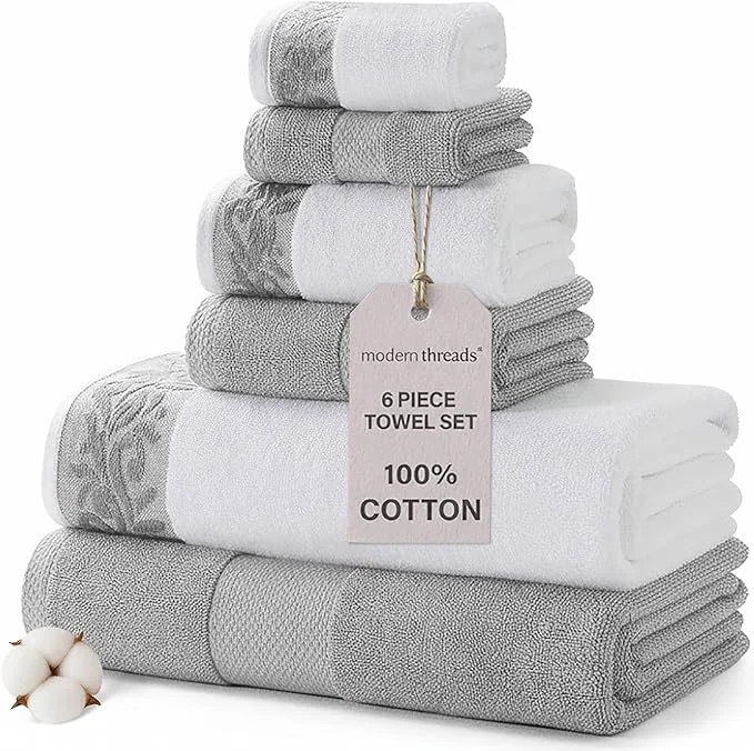 Durable Modern Threads 600 GSM 6-Piece Towel Set Luxury