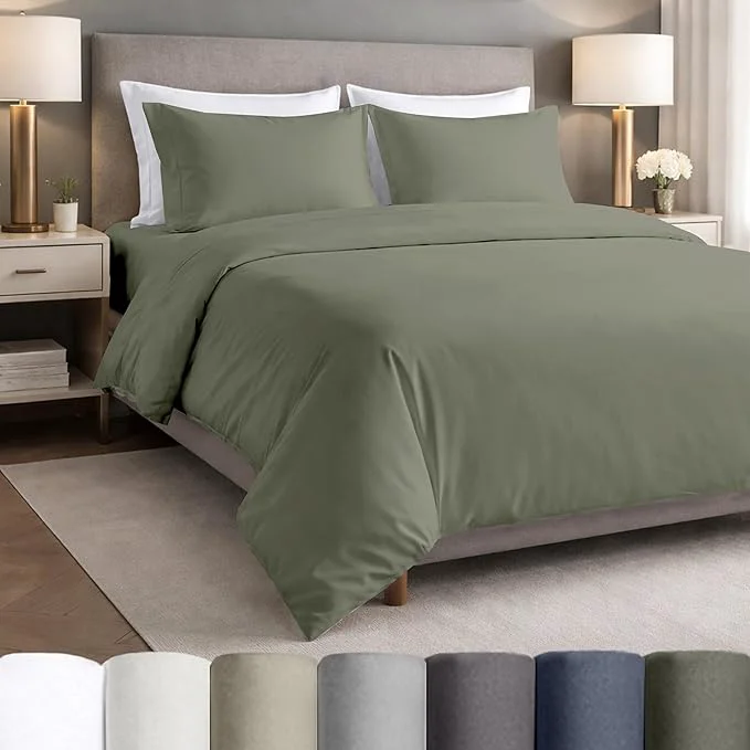 Classic California Design Den Cal King Bed Sheets Set – Egyptian Cotton Percale Sheets California King Size Lightweight Crisp Durable Luxury Bedding Set Sage Mist – Grey Tone Artisan