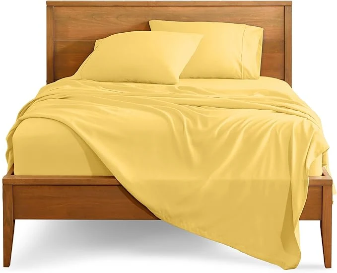 Original Design Bare Home Split Head Flex King Sheet Set – 1800 Ultra-Soft Microfiber Bed Sheets – Double Brushed – Deep Pockets – Easy Fit – 4 Piece Set – Bedding Sheets amp Pillowcases Lemon Drop Authentic