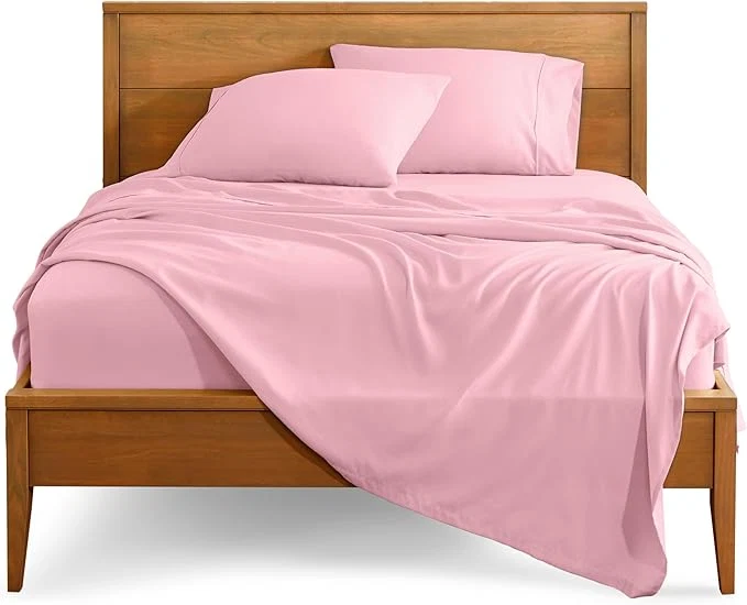 Natural Bare Home Twin XL Sheet Set – 1800 Ultra-Soft Microfiber Twin Extra Long Bed Sheets – Double Brushed – Deep Pockets – Easy Fit – 3 Piece Set – Bedding Sheets amp Pillowcases Twin XL Light Pink Top-Quality