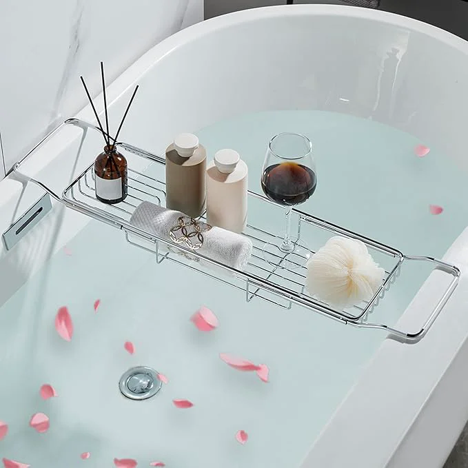 Healthy Stainless Steel Bathtub Caddy Tray Expandable Bath Tub Table Adjustable Next-Generation