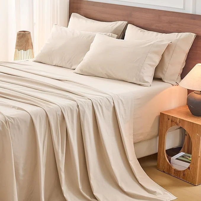 Professional Bedlifes French Flax Linen Sheets Set California King Size-6 Piece Extra Deep Pocket 18-24 quot Soft Breathable Cal King Bed Sheets with Temperature Regulating amp Moisture-Wicking Linen Outstanding