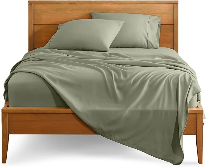 Organic Bare Home Split Head Flex King Sheet Set – 1800 Ultra-Soft Microfiber Bed Sheets – Double Brushed – Deep Pockets – Easy Fit – 4 Piece Set – Bedding Sheets amp Pillowcases Sage Top-Quality