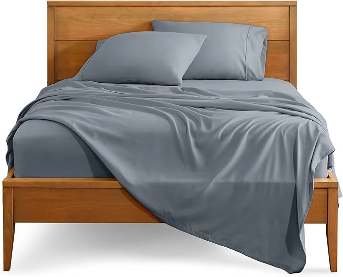 Premium Bare Home Split Head Flex King Sheet Set – 1800 Ultra-Soft Microfiber Bed Sheets – Double Brushed – Deep Pockets – Easy Fit – 4 Piece Set – Bedding Sheets amp Pillowcases Steel Blue High-End