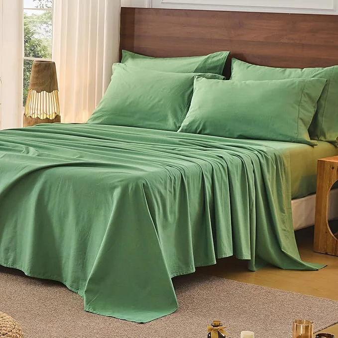 Solid Bedlifes French Pure Linen Sheets California King Size Breathable and Cooling Flax Sheet Set Soft Durable and Moisture Wicking 16 Inch Deep Pocket-4 Piece Cal King Sage Green Carefully Designed