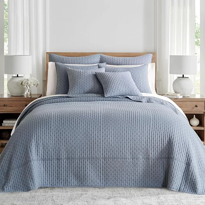 High-Performance Levtex Home – Cross Stitch Bedspread Set – Twin Bedspread and One Standard Sham – Cross Stitch Pattern – Bedspread 84x104in. and Sham 20x26in. – Cotton Advanced