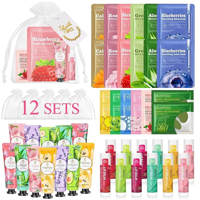 Crafted 72 Pcs Bulk Gifts For Women Bulk Facial Mask Lip Balms Hand Creams Under Luxury