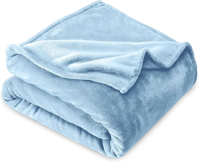 Specialty Bare Home Fleece Blanket – Kid Size – Ultra-Soft Lightweight for Bed Sofa and Couch – Luxury Microplush – Cozy Warm Blanket Kid Light Blue Refined