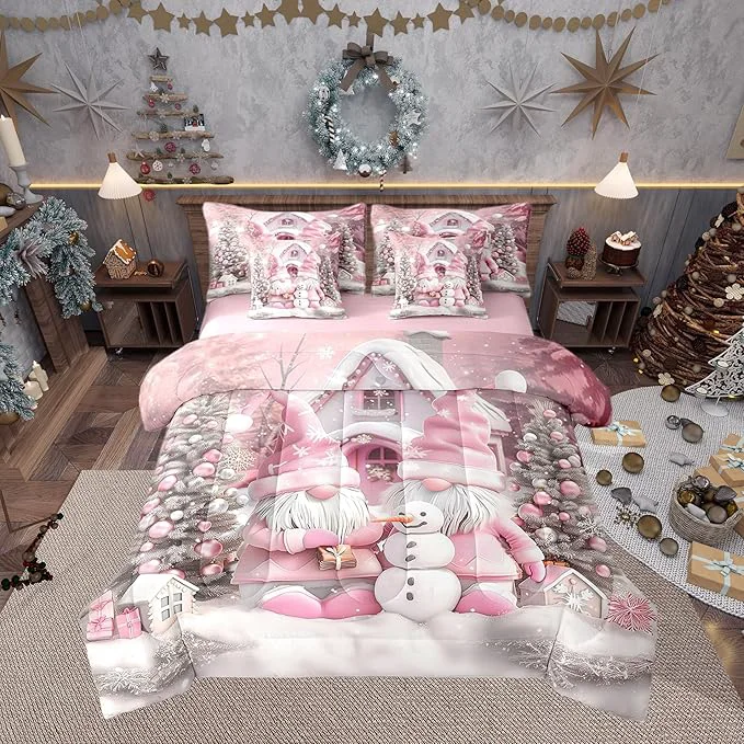 Professional Christmas Farmhouse Twin Comforter Set with Sheets Bed in a Bag 7 Pcs Romantic Christmas Trees Bed Set Winter Cute Snowman Bedding Sets with Comforter Flat Fitted Sheet Pillowcases Pillow Covers Efficient