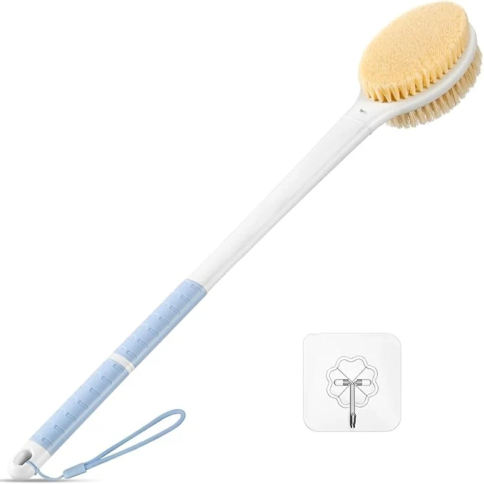 Secure Back Scrubber Body Shower Brush 20.5 Extra Long Anti Slip Handle Bath Brush Solid