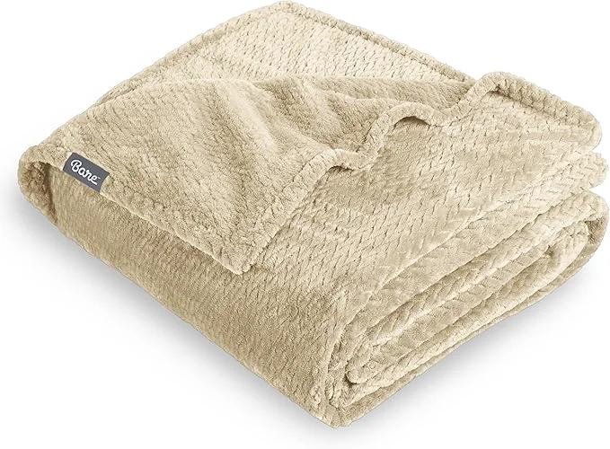 Efficient Bare Home Textured Fleece Blanket – Throw Travel – Ultra-Soft Lightweight for Bed Sofa and Couch – Luxury Microplush – Cozy Warm Blanket Throw Travel Chevron Oyster High-Grade