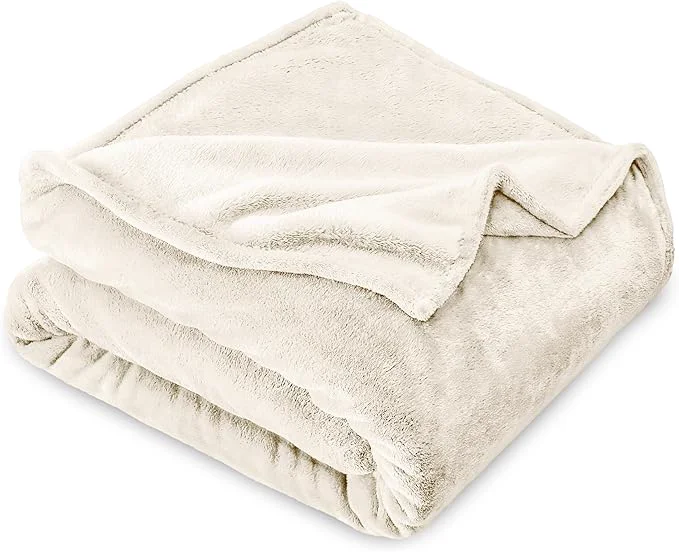 Easy-to-Use Bare Home Fleece Blanket – Kid Size – Ultra-Soft Lightweight for Bed Sofa and Couch – Luxury Microplush – Cozy Warm Blanket Kid Vanilla Elegant