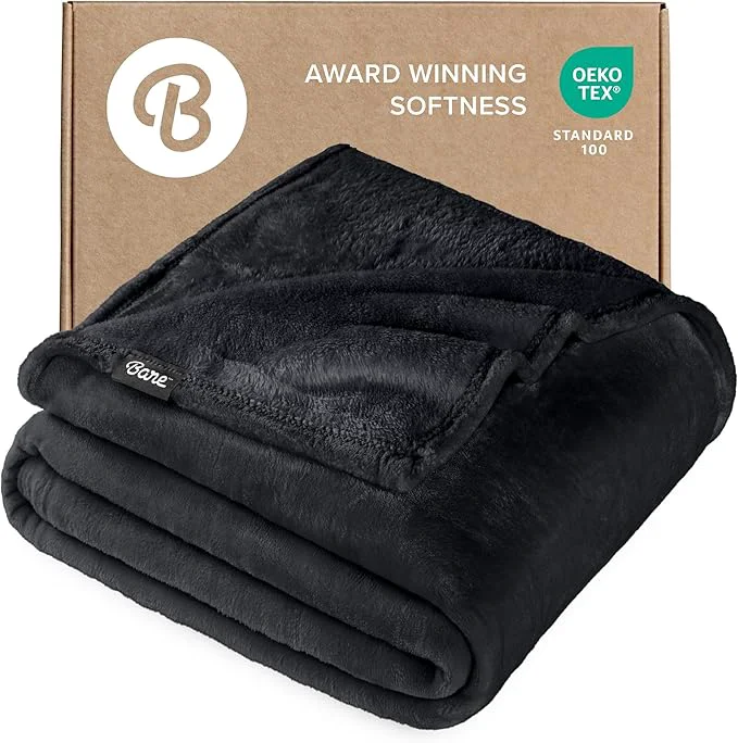High-Grade Bare Home Fleece Blanket – Full Queen – Ultra-Soft Lightweight for Bed Sofa and Couch – Luxury Microplush – Cozy Warm Blanket Full Queen Black Responsible