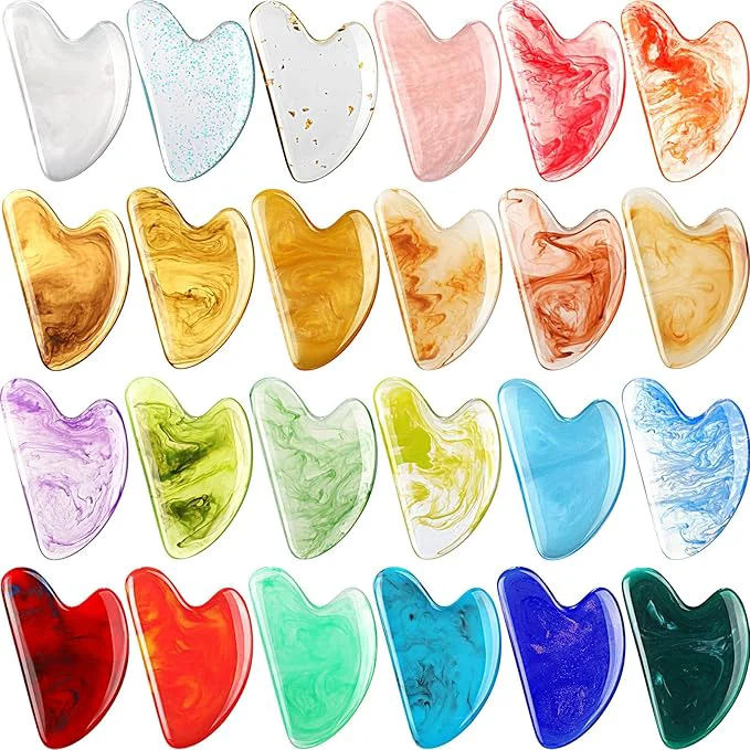 High-Quality Sherr 24 Pcs Gua Sha Facial Tool Resin Gua Sha Massage Tool Heart Shaped Gua User-Friendly