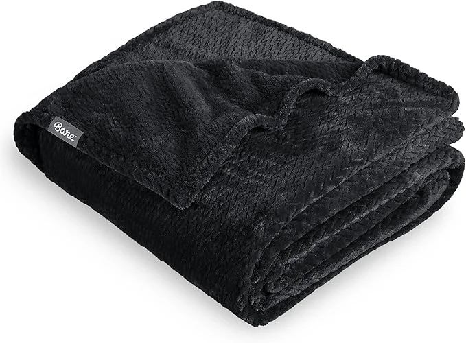 Flexible Bare Home Textured Fleece Blanket – King Size – Ultra-Soft Lightweight for Bed Sofa and Couch – Luxury Microplush – Cozy Warm Blanket King Chevron Black Fine Crafted