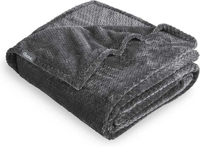 Healthy Bare Home Textured Fleece Blanket – Full Queen – Ultra-Soft Lightweight for Bed Sofa and Couch – Luxury Microplush – Cozy Warm Blanket Full Queen Chevron Grey Excellent