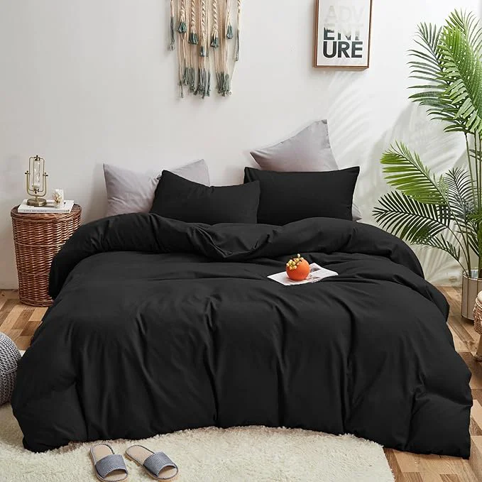 Easy-to-Use KAREVER Black Comforter Set Queen Dark Color Theme Bedding Set Women Soft Bed Blanket Set Men Breathable Lightweight Quilts Set Queen Size Prestigious