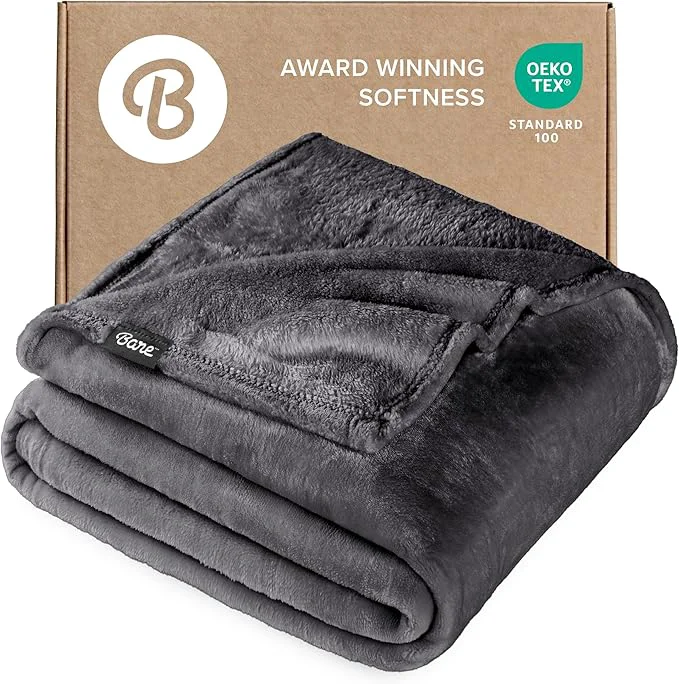 User-Friendly Bare Home Fleece Blanket – King Size – Ultra-Soft Lightweight for Bed Sofa and Couch – Luxury Microplush – Cozy Warm Blanket King Forged Iron Grey Secure