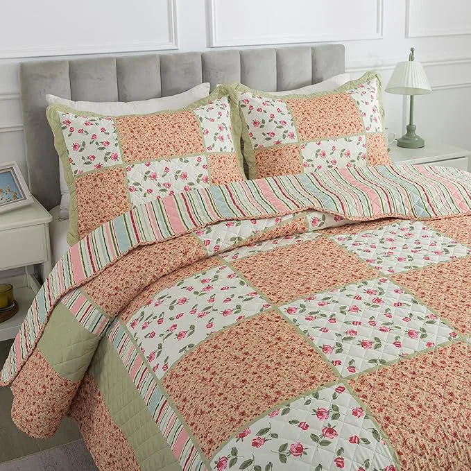 Artisan HoneiLife King Size Quilt Sets – 3 Piece Microfiber Quilt Set Lightweight Bedspreads Reversible Coverlets Rustic Bed Cover King Quilt Bedding Set All Season Use Verified