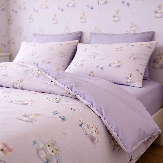 Convenient Taro Purple Bed in A Bag Full for Girls 5Pcs Botanical Floral Bed in A Bag with Sheets Cute Priness Girly Comforter Set with 2 Pillowcases 1 Flat Sheet 1 Fitted Sheet. Comfortable