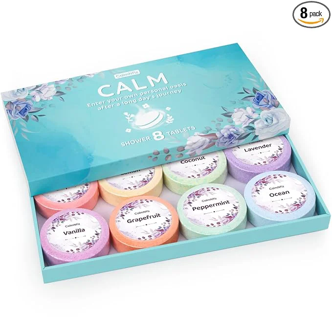 Optimized CalmNFiz Shower Steamers 8 Pack Set Shower Bombs Tablets in Box Unique
