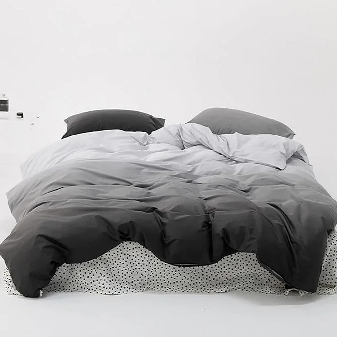 High-End Luxlovery Grey and Black Gradient Comforter Set Full Dark Grey Bedding Comforter Set Men Women Minimalist Bedding Set Soft Breathable Blanket Quilts Modern Dark Grey Flexible