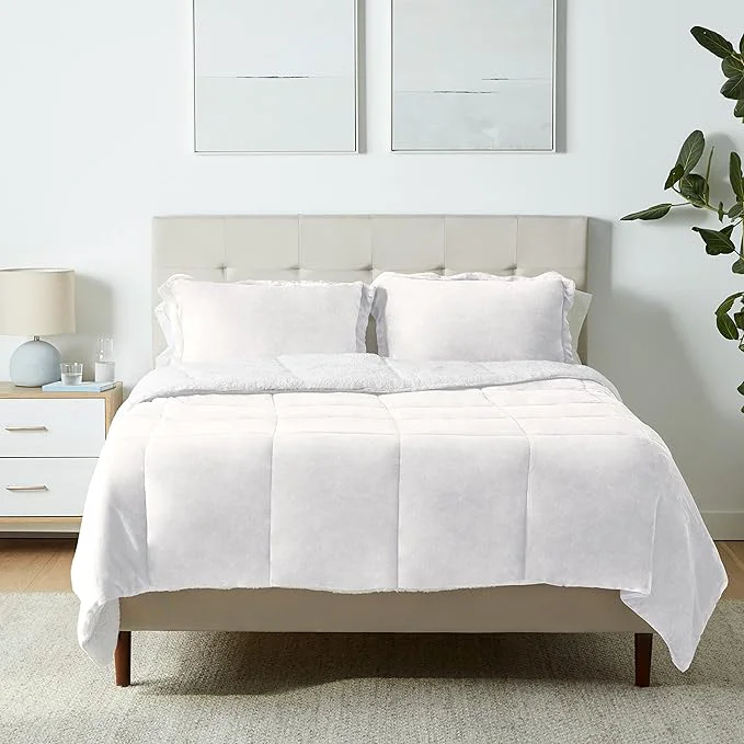Carefully Designed Amazon Basics 3-Piece Micromink Sherpa Bedding Set Ultra-Soft Warm All Season Comforter Full Queen Cream Environmentally Friendly