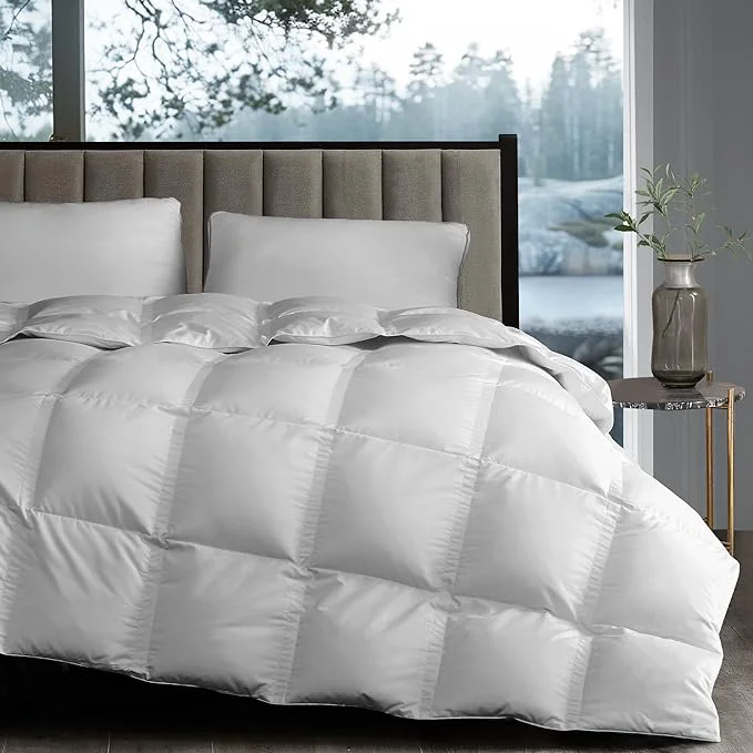 Trusted Hotel Grand White Goose Down Fiber Comforter Twin Size – Luxury Hotel Comforter Lightweight Duvet Insert Twin with Corner Loops – 2.5cm Breathable Panel for Summer and Hot Sleeper 68 quot x 90 quot Exclusive
