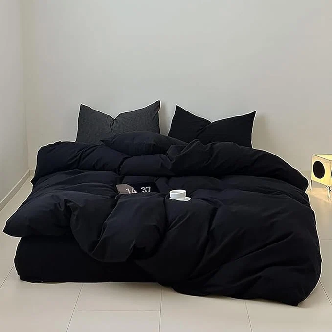 Authentic Luxlovery Black Comforter King Men Pure Black Bedding Set Durable Quilts Blanket Soft Breathable Lightweight Fluffy King Size Comforter Set Women Men Premium Material