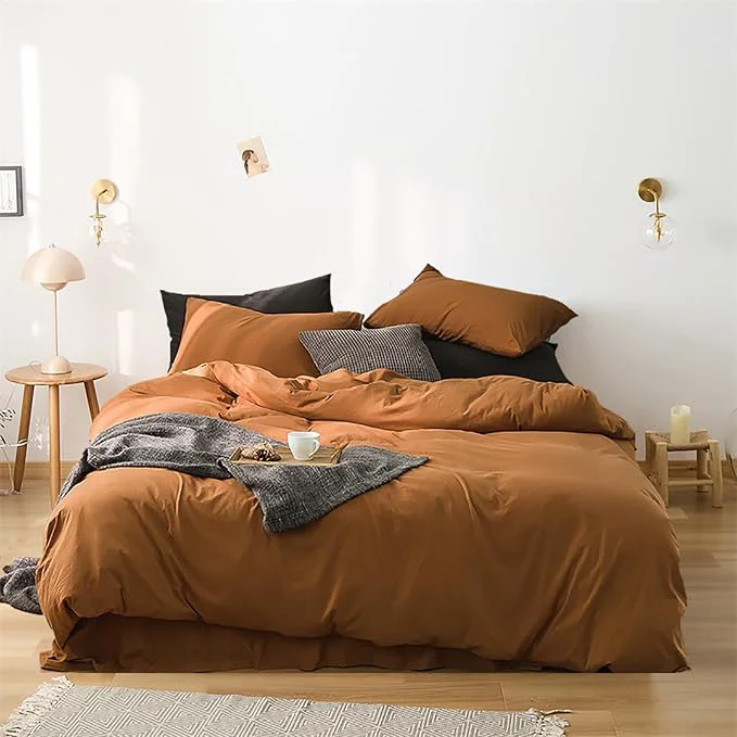 Artisan Luxlovery California King Pumpkin Comforter Rust Terracotta Bedding Set Cal King Caramel Burnt Orange Quilts Pumpkin Brown Comforter Set Women Men Cal King Quality
