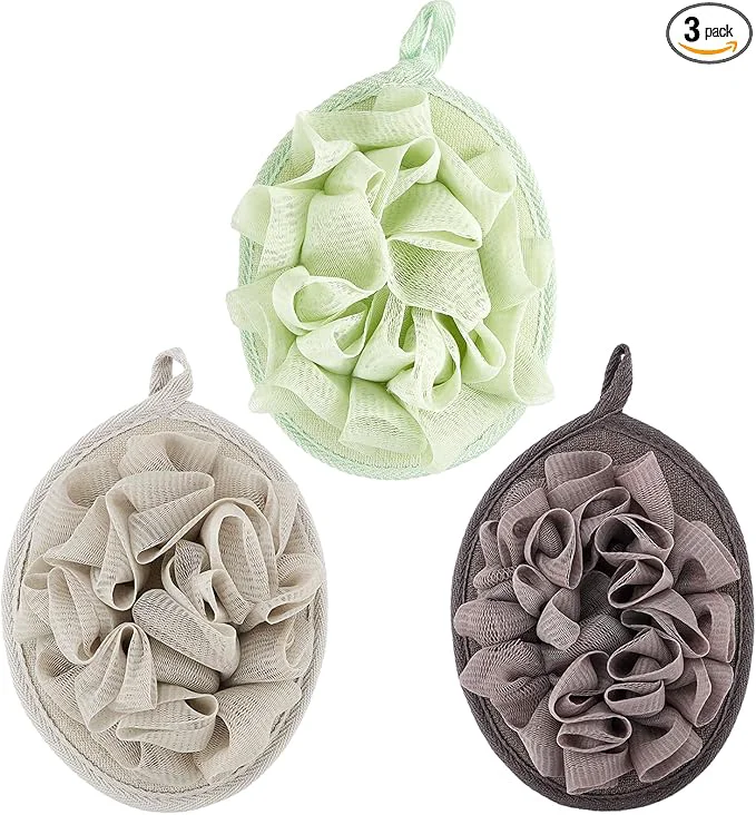 Sophisticated Boao 3 Pcs Bath Shower Pouf Sponge Mesh Pouf Shower Ball Exfoliating Body Practical