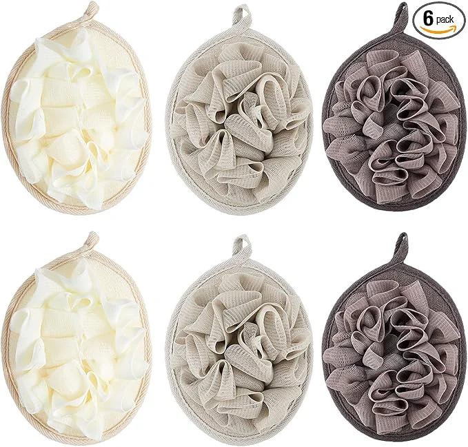 Detailed Boao 6 Pcs Bath Shower Pouf Sponge Mesh Pouf Shower Ball Exfoliating Body High-Performance