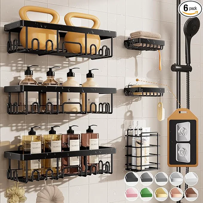 Clean Veken Shower Caddy 6-Pack Advanced Rustproof Design No Drilling Adhesive Consistent